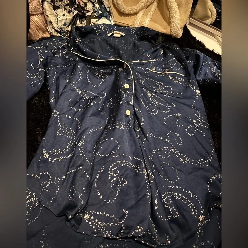 Victoria’s Secret Silky PJ button up top